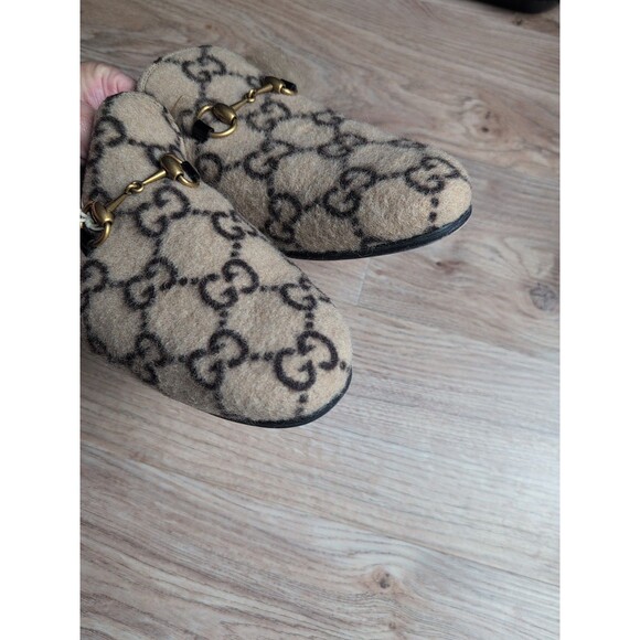 Gucci Princetown GG Wool Fur Flats Mules Slip On Mens 9-9.5 - Picture 13 of 16